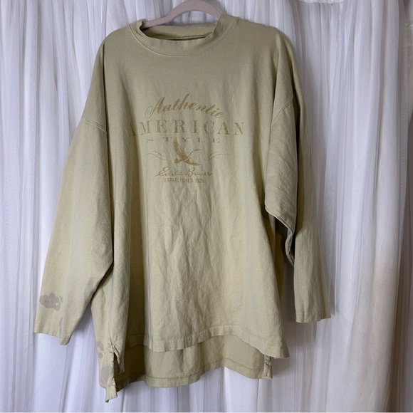 Eddie Bauer Cream Graphic Long Sleeve Shirt - Picture 1 of 6